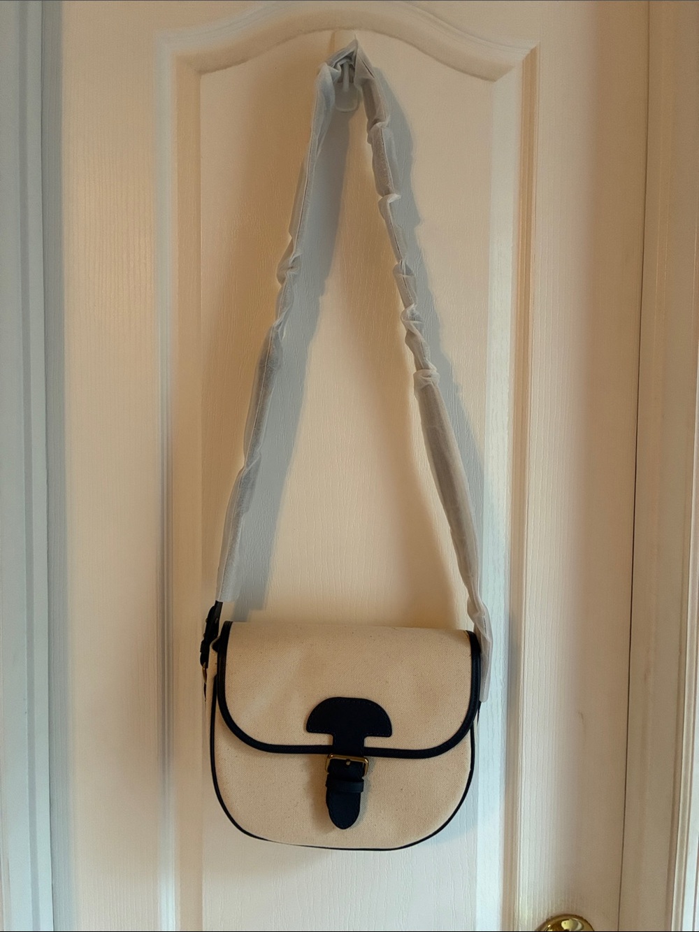 NWT J. Crew large saddle bag in canvas and leather trim - Picture 2 of 9